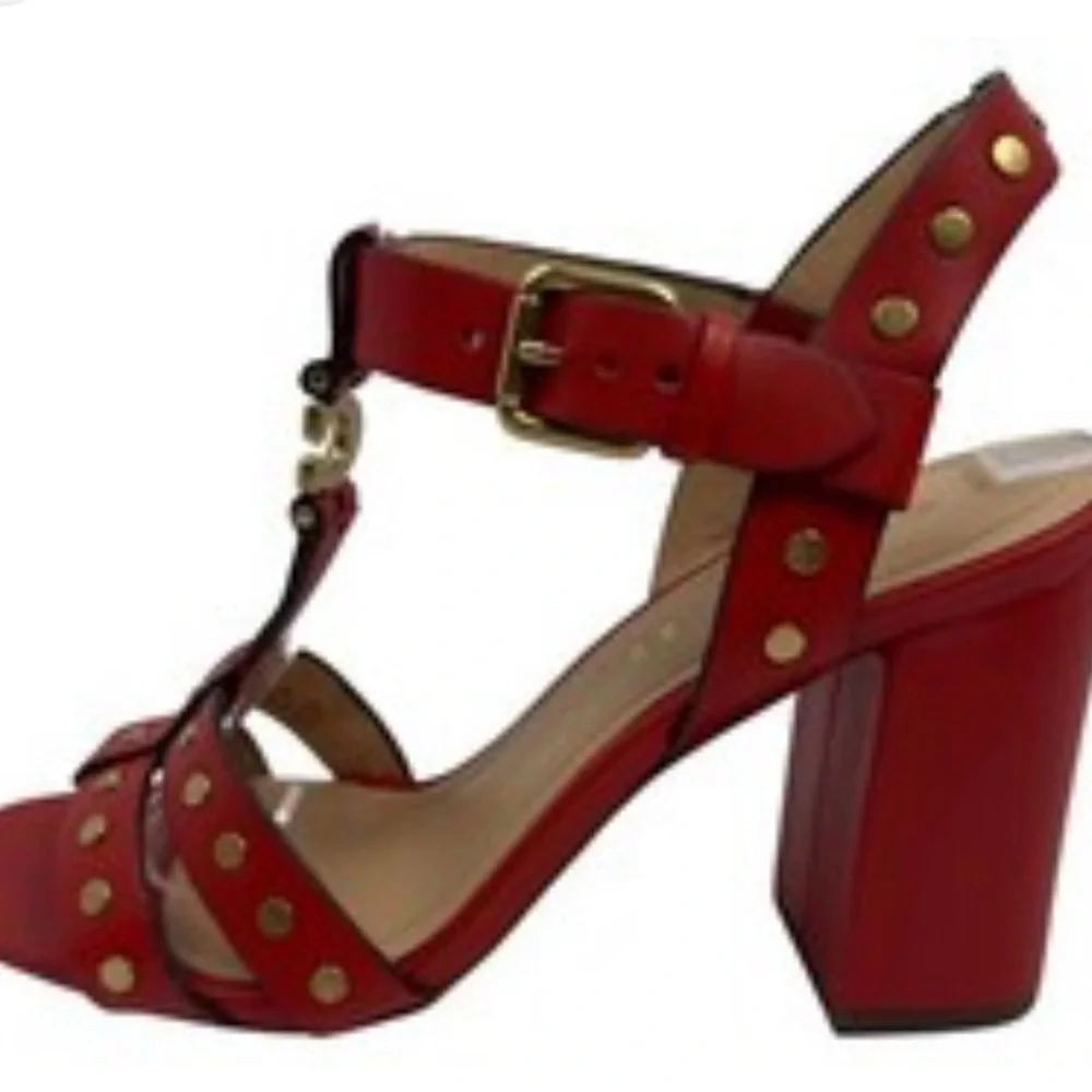 Coach Red Heels with T-Strap Design - Picture 2 of 6